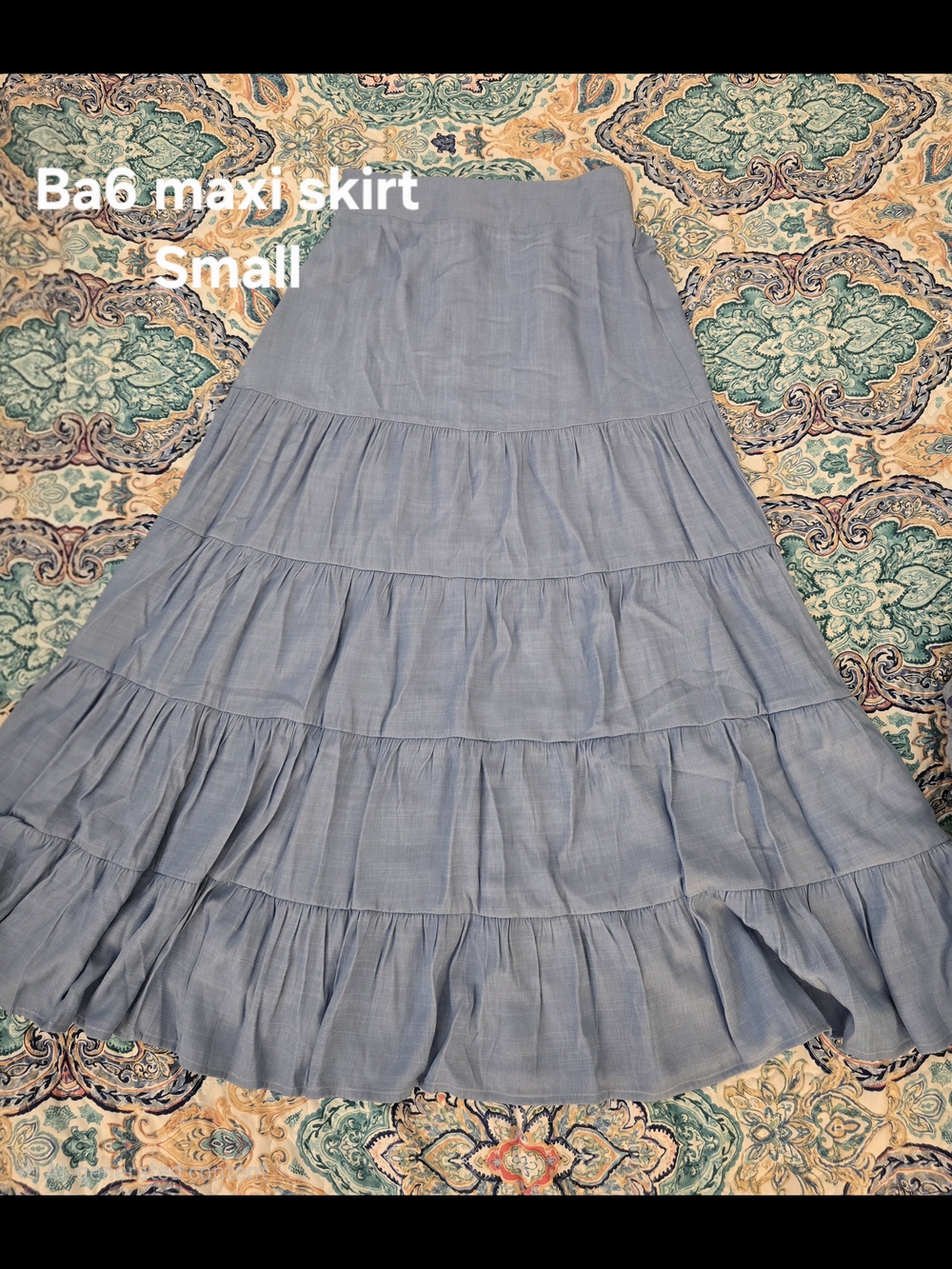 Tiered Light Blue Maxi Skirt - Women